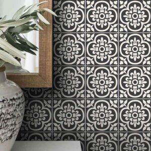 Floral Floor Tile Stickers | Peel and Stick Tile Decals for Kitchen, Bathroom & Wall | Antiskid Floor Tile Stickers