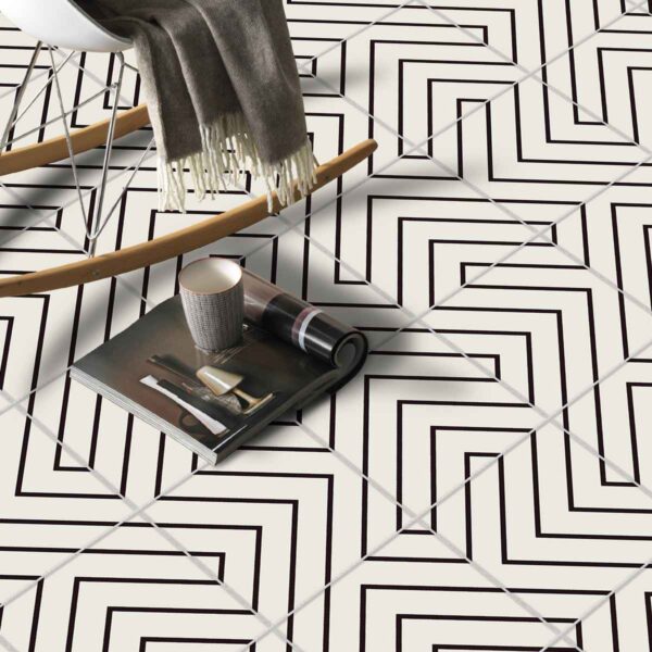 Bathroom Kitchen Wall Floor Tile Vinyl Decals. White Black Seamless Design, Upgrade with Peel and Stick Tile Stickers | Waterproof & Removable