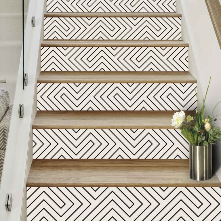 Bathroom Kitchen Wall Floor Tile Vinyl Decals. White Black Seamless Design, Upgrade with Peel and Stick Tile Stickers | Waterproof & Removable