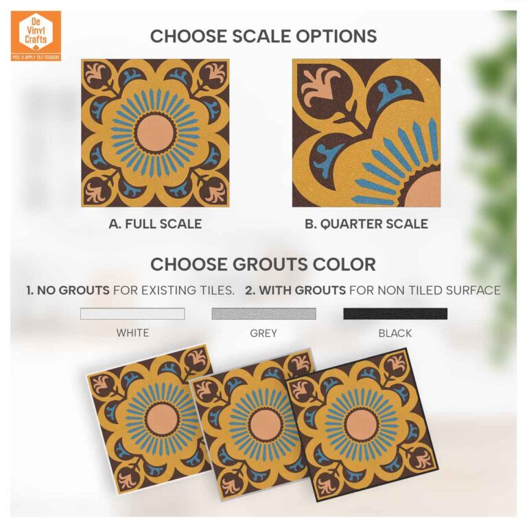 Hand Crafted Tile Stickers | Peel and Stick DIY Stickers | Kitchen Bathroom Floor Wal Stair Vinyl Decals | FREE SHIPPING!