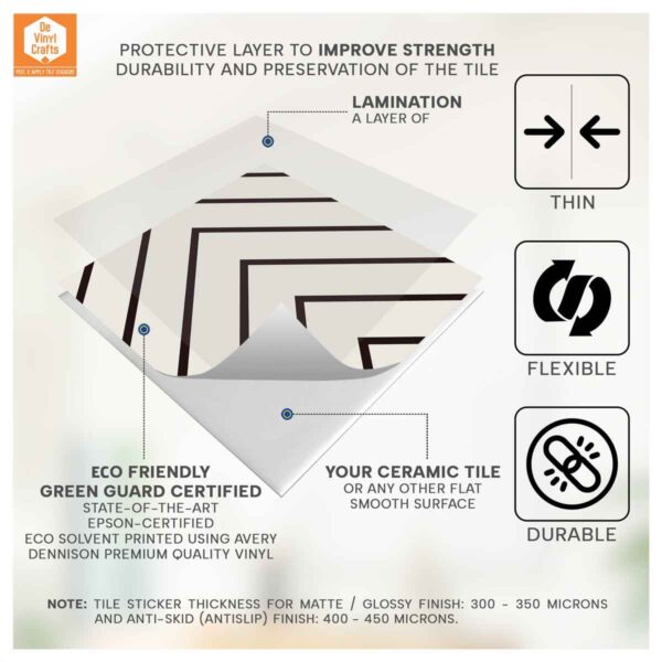 Bathroom Kitchen Wall Floor Tile Vinyl Decals. White Black Seamless Design, Upgrade with Peel and Stick Tile Stickers | Waterproof & Removable
