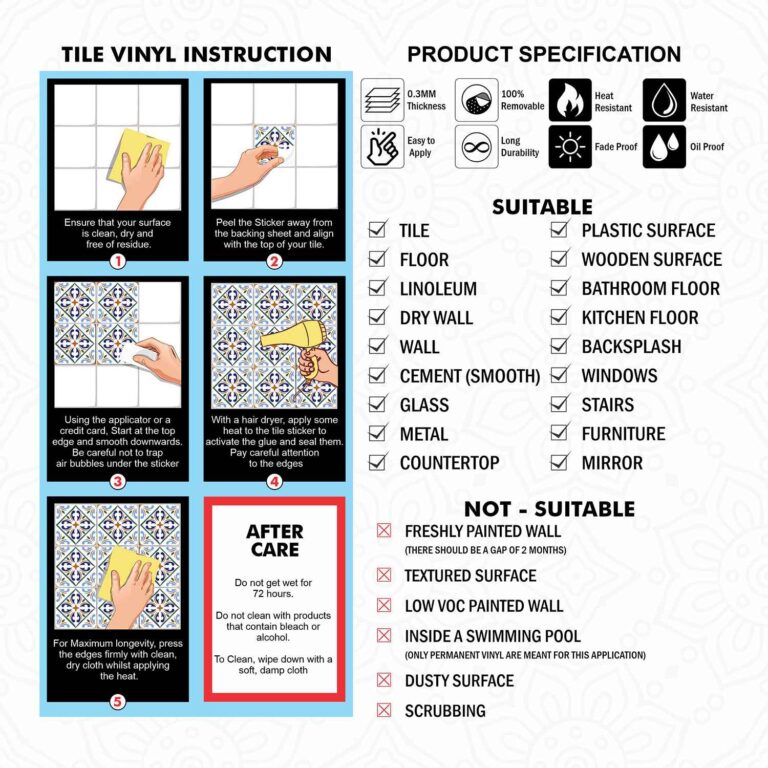 Peel & Stick Tile Sticker Peel Stick Floor Tile Decal Peel & Stick Wall Tile Decal Backsplash Peel & Stick Tile Decal Stair Raiser Self-Adhesive Decal