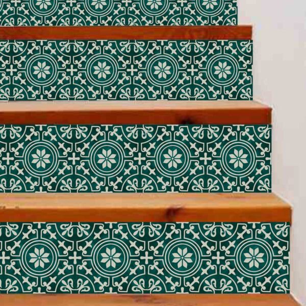 Stair Strip Backsplash, Stair case Tile Decals, Green Tile, Stickers For Tile Backsplash, Decals For Tile Backsplash, Tile Decals , Vintage Flower Stickers stairs, Stair Riser Decals, Peel and Stick Stair Stickers, Vinyl Staircase Decals, Luxury Stair Riser Stickers, Self-Adhesive Stair Decals, Decorative Staircase Vinyl, Tile Pattern Stair Stickers, Removable Staircase Decals, Waterproof Stair Riser Decals, Modern Staircase Vinyl Stickers