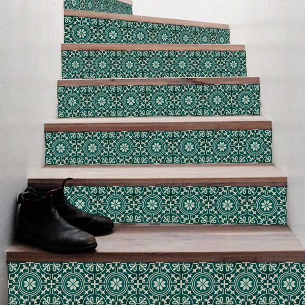 Stair Strip Backsplash, Stair case Tile Decals, Green Tile, Stickers For Tile Backsplash, Decals For Tile Backsplash, Tile Decals , Vintage Flower Stickers stairs, Stair Riser Decals, Peel and Stick Stair Stickers, Vinyl Staircase Decals, Luxury Stair Riser Stickers, Self-Adhesive Stair Decals, Decorative Staircase Vinyl, Tile Pattern Stair Stickers, Removable Staircase Decals, Waterproof Stair Riser Decals, Modern Staircase Vinyl Stickers