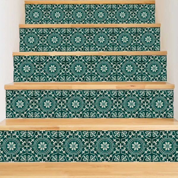 Stair Strip Backsplash, Stair case Tile Decals, Green Tile, Stickers For Tile Backsplash, Decals For Tile Backsplash, Tile Decals , Vintage Flower Stickers stairs, Stair Riser Decals, Peel and Stick Stair Stickers, Vinyl Staircase Decals, Luxury Stair Riser Stickers, Self-Adhesive Stair Decals, Decorative Staircase Vinyl, Tile Pattern Stair Stickers, Removable Staircase Decals, Waterproof Stair Riser Decals, Modern Staircase Vinyl Stickers